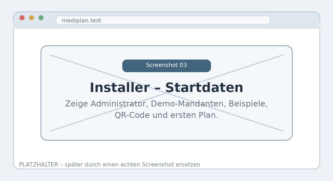 Platzhalter für einen Screenshot der Startdaten im Installer