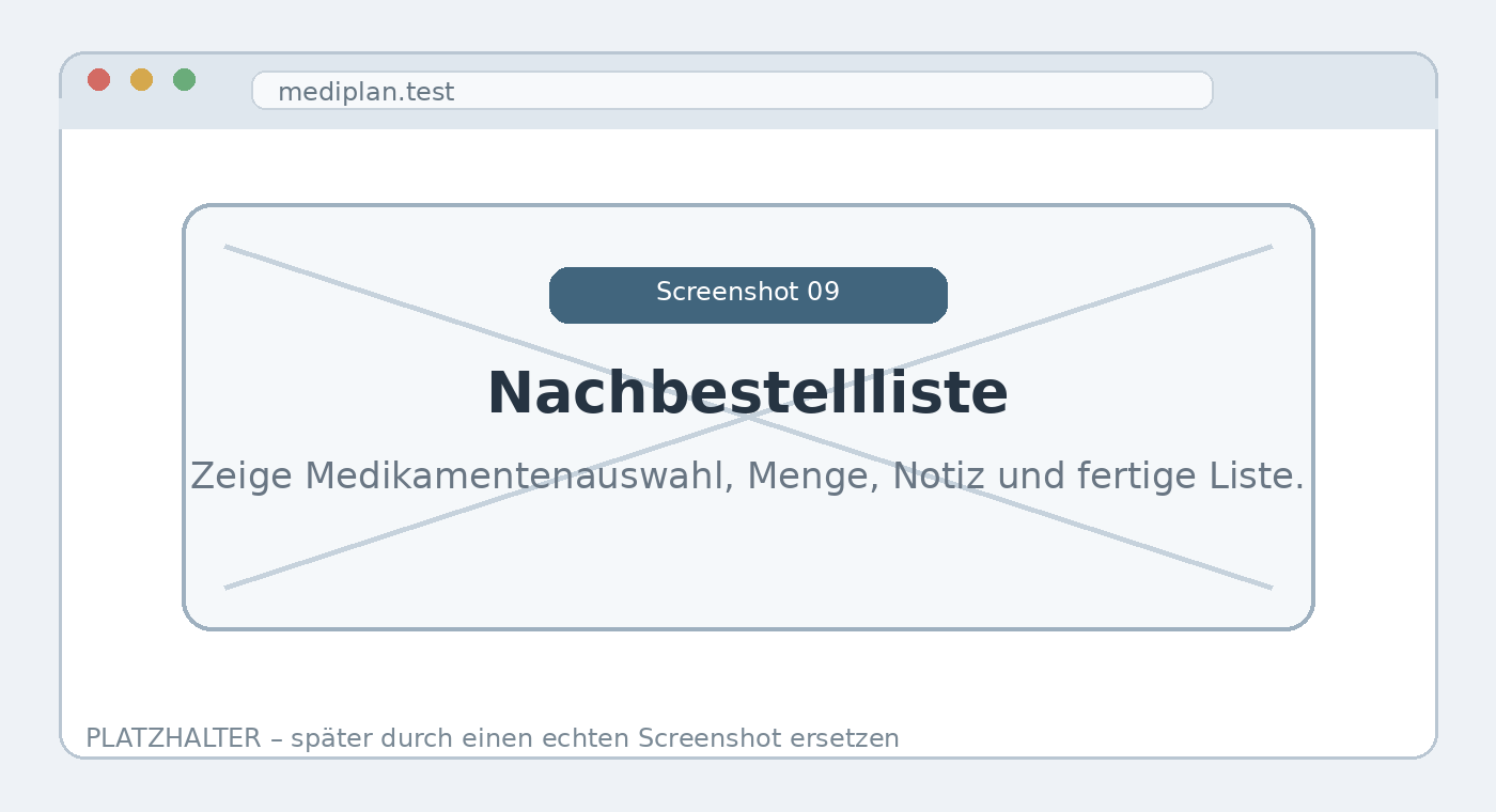 Platzhalter für einen Screenshot der Nachbestellliste
